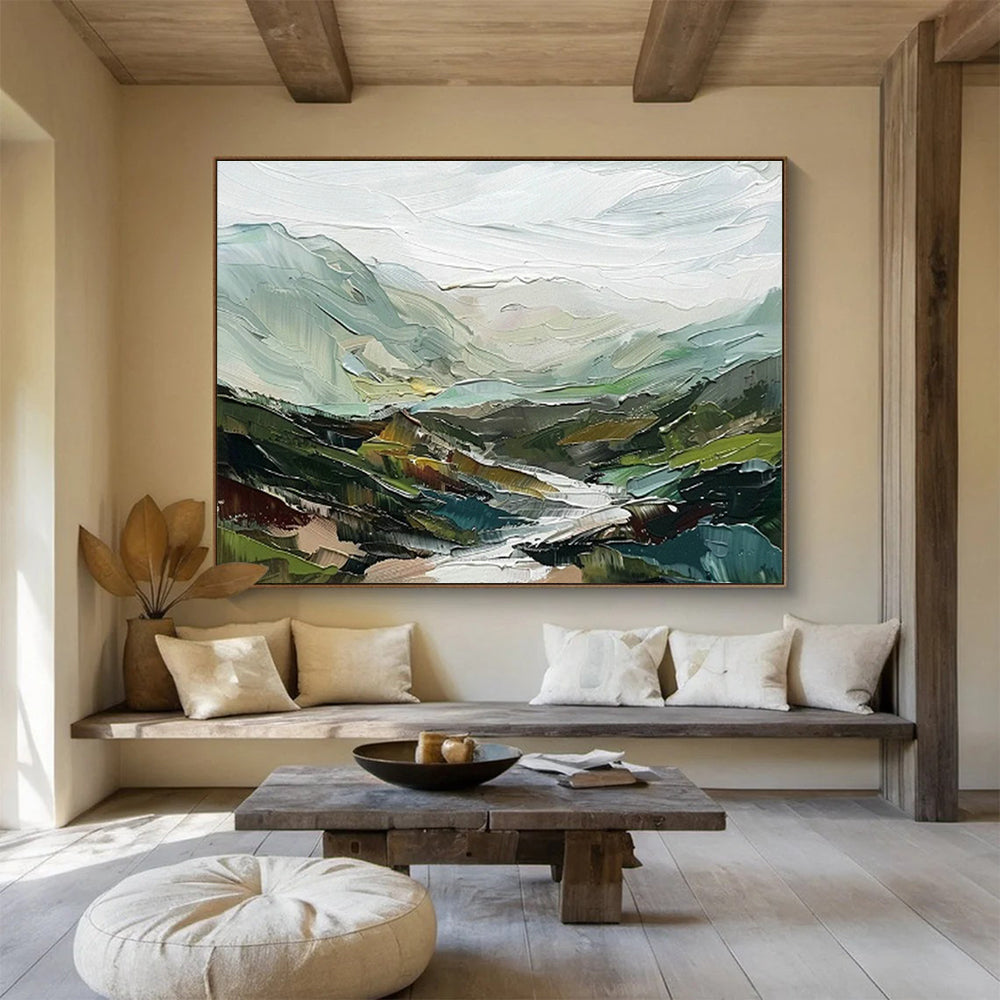 Oversized Custom Abstract Hand Painting for Offshore Ocean Wave Energy Converter R&D Center DLZ3109
