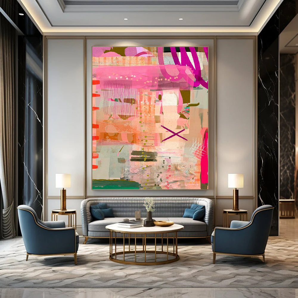 Massive Customizable Hand-Painted Abstract Canvas for Glamping Sites' Common Areas  DLZ0082