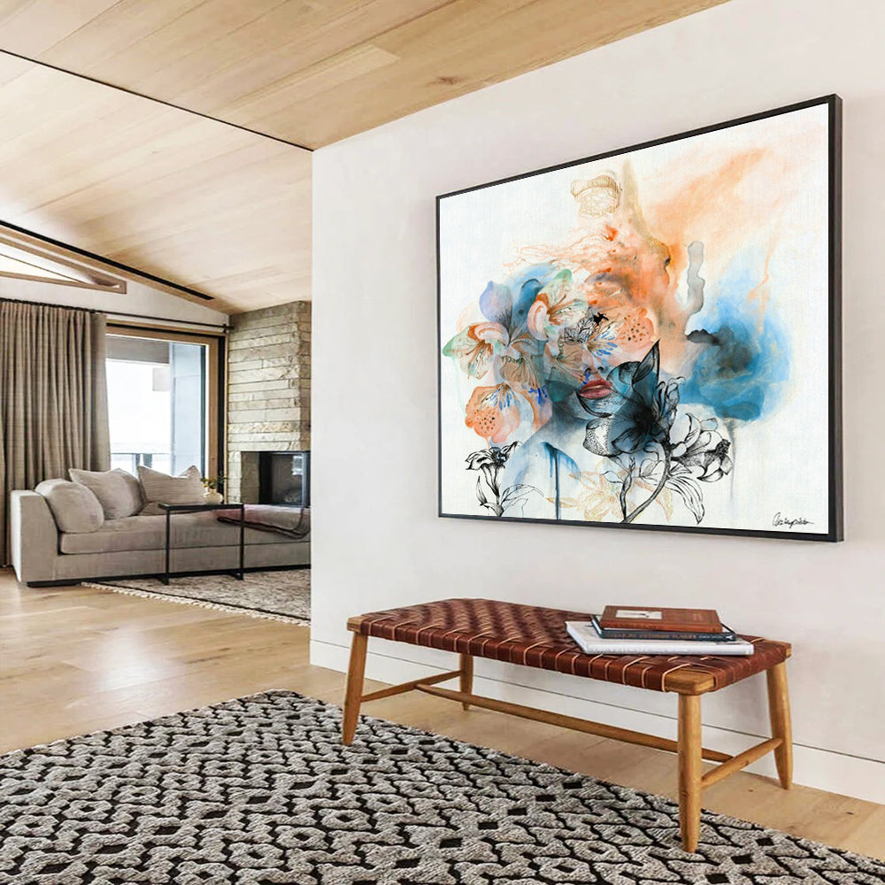 Large Custom Abstract Hand-Painted Art for Coral Reef Conservation Center Visitor Area DLZ2920