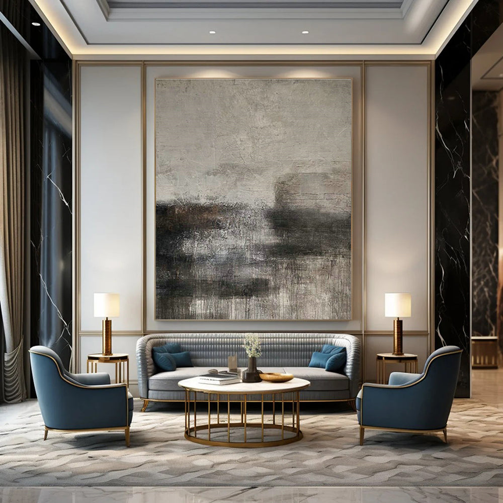 Immense Large-Scale Custom Hand-Painted Abstract Canvas - Inspiring Decor for Language Learning Centers  DLZ0194