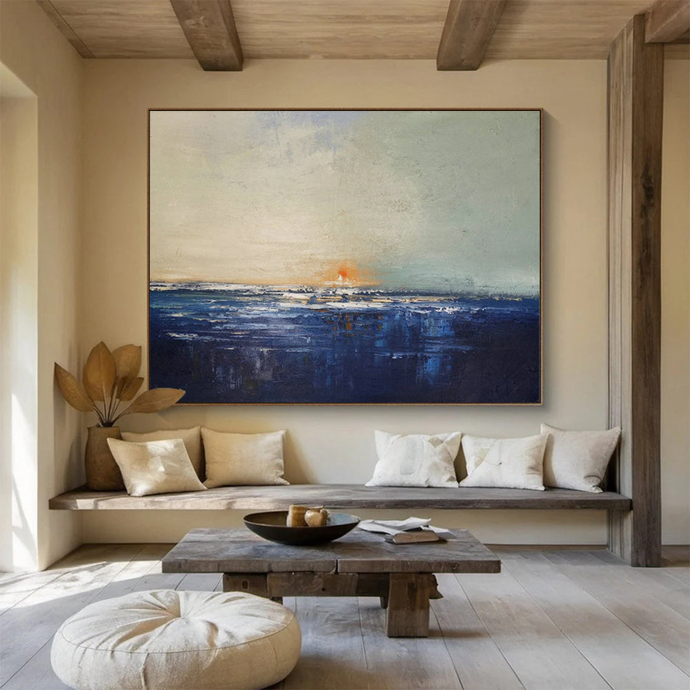 Oversized Custom Hand-Painted Abstract Art for Antarctic Marine Mammal Behavior Research Base DLZ3034