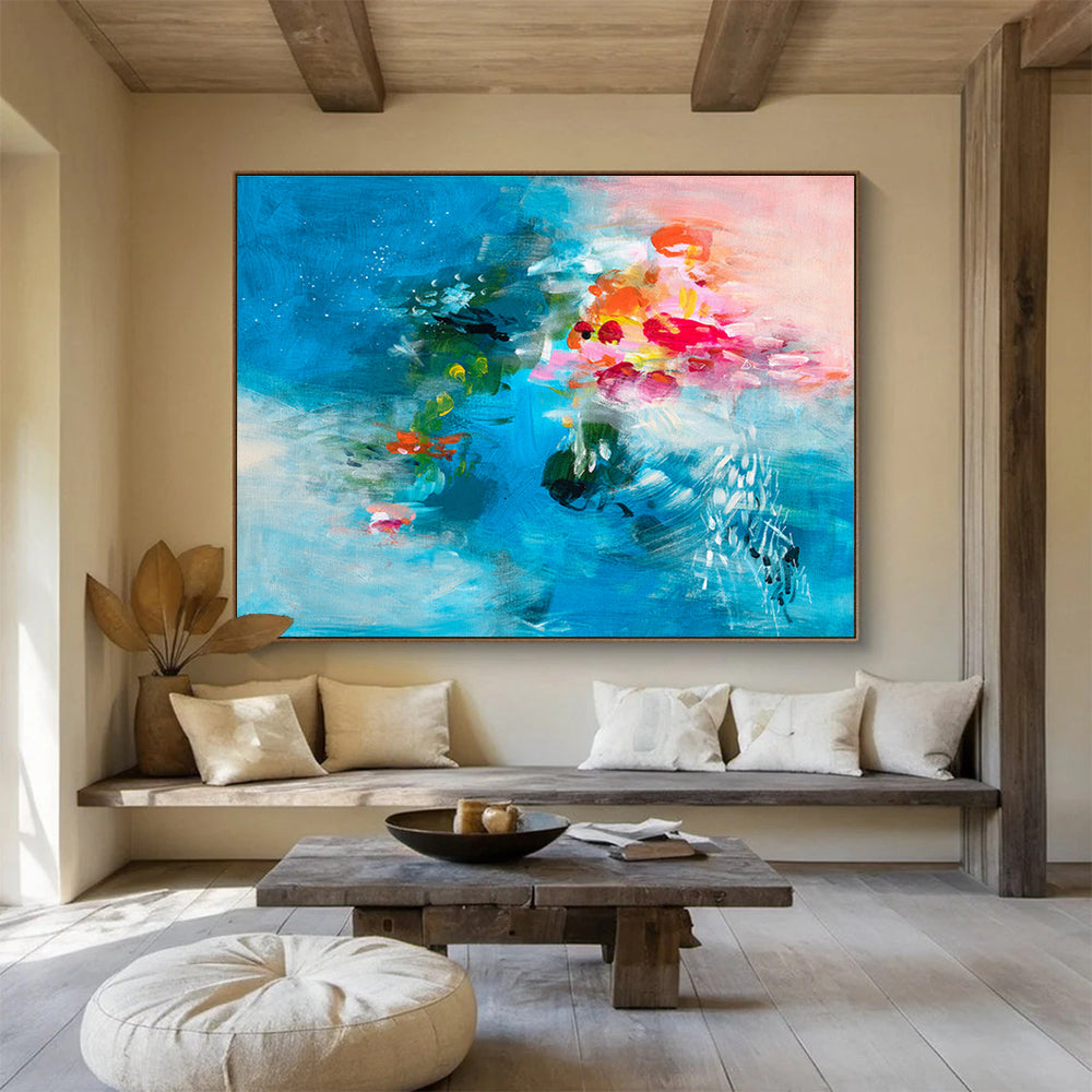 Solar-Powered LED Backlit Custom Hand-Painted Abstract Art for Corridors and Modern Spaces