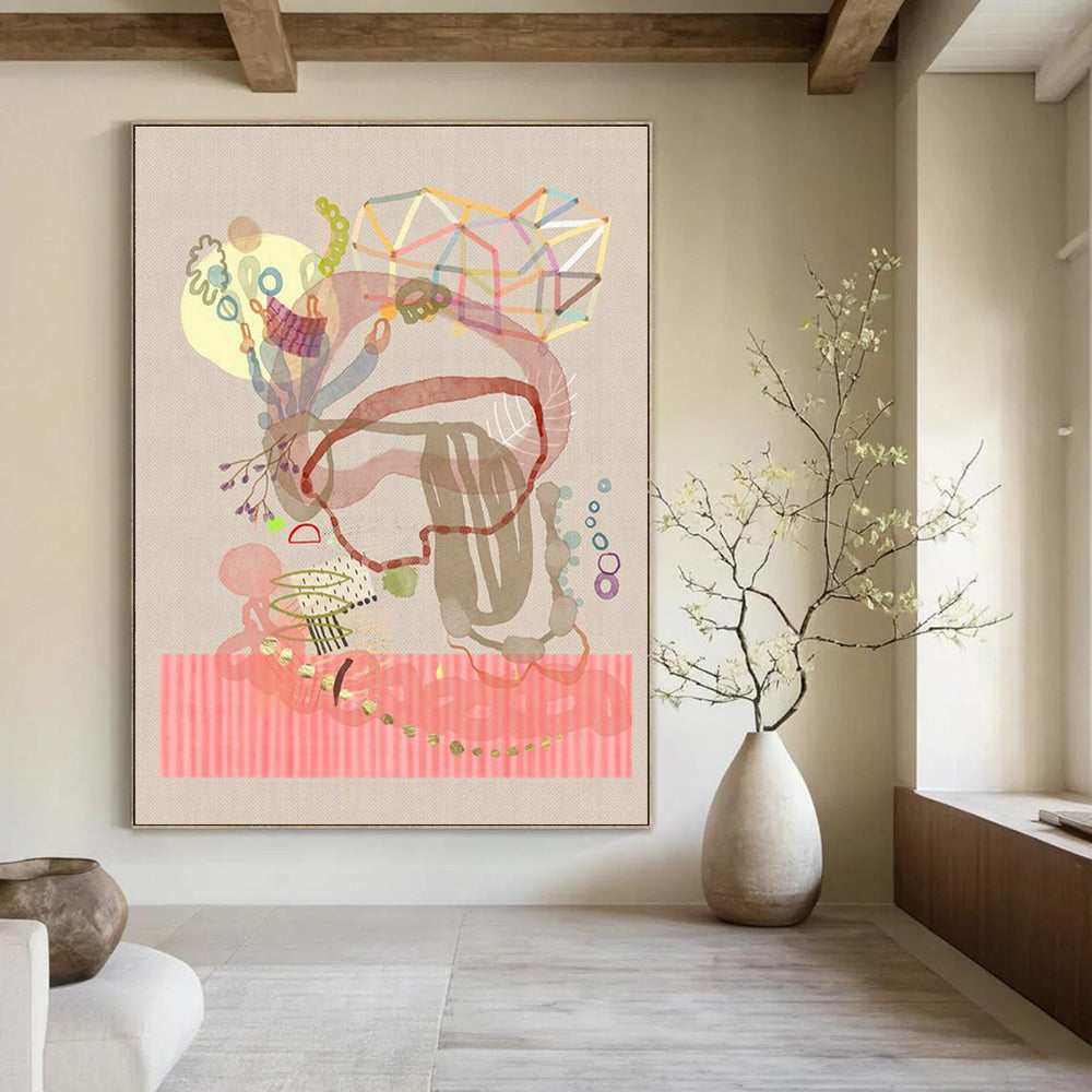 Jumbo Custom Hand-Painted Abstract Wall Art for Artisanal Coffee Roasteries  DLZ0103