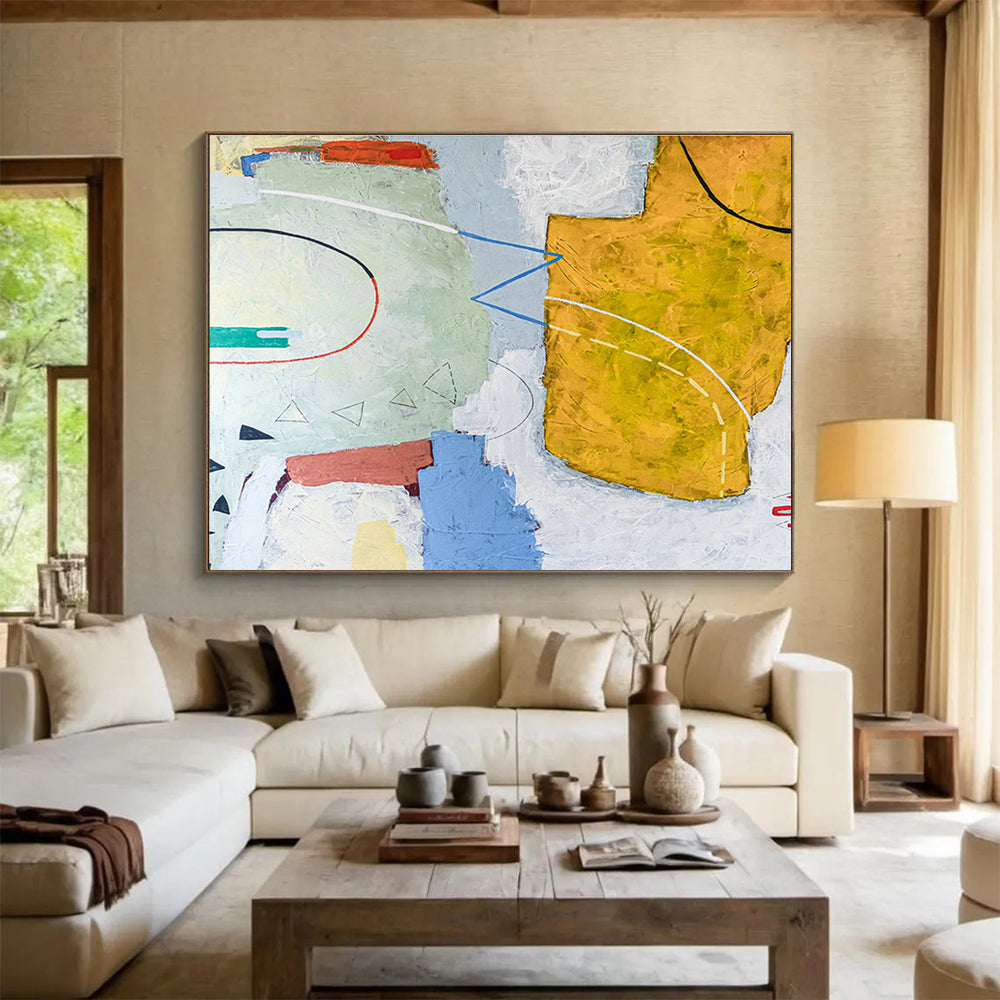 Oversized Custom Hand-Painted Abstract Art for Underwater Tunnel Construction Site Office DLZ2943