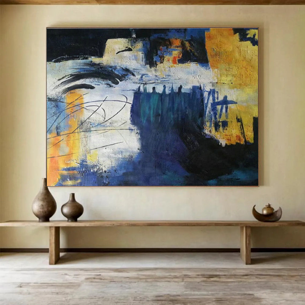 Oversized Handmade Abstract Wall Art, Tropical Color Palette for Outdoor Spaces DLZ3234