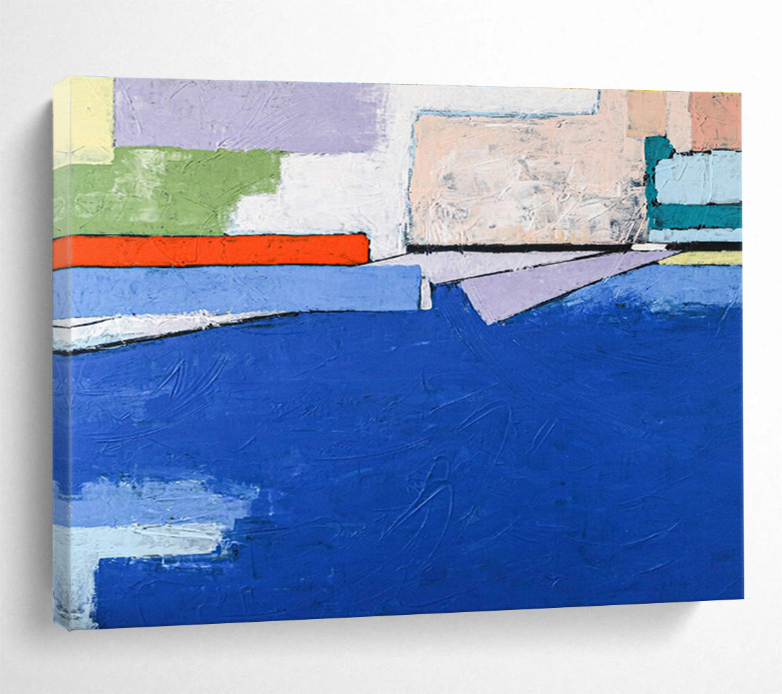 Custom-Made Giant Abstract Hand Painting for Subterranean Aquaponics Farm Control Room DLZ2959