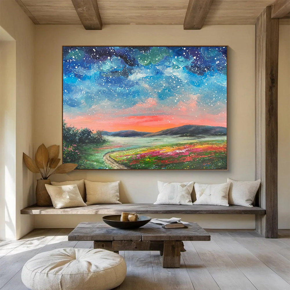 Customizable Solar Panel Farm Abstract Hand Painting