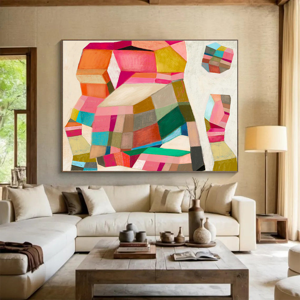 Reclaimed Wood Custom Hand-Painted Abstract for Eco-Friendly Spaces