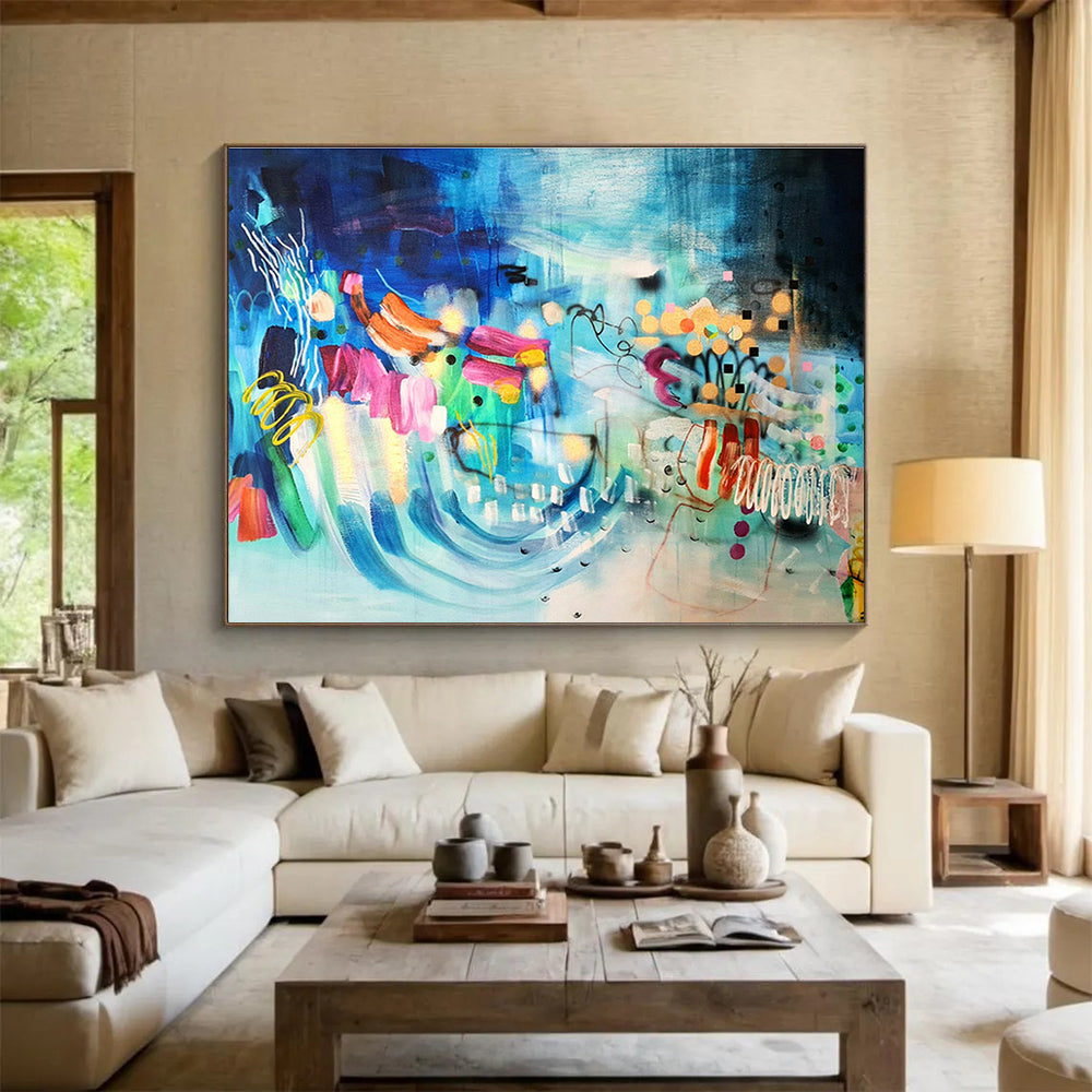 Prism Glass Custom Hand-Painted Abstract for Light Installation Art