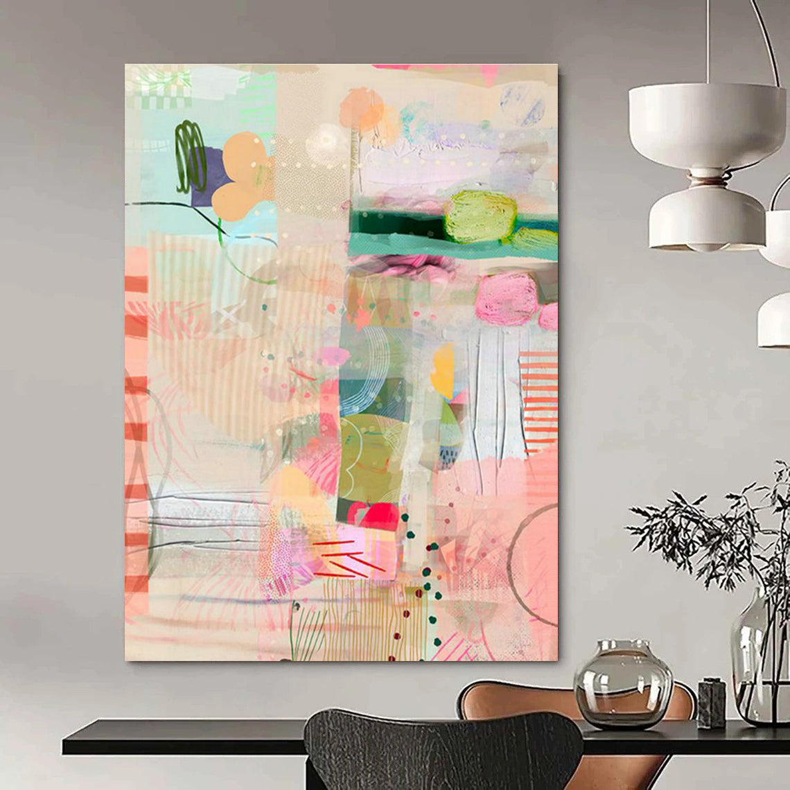 Large-Sized Custom Hand-Painted Abstract Canvas - Inviting Décor for Reception Areas  DLZ0151