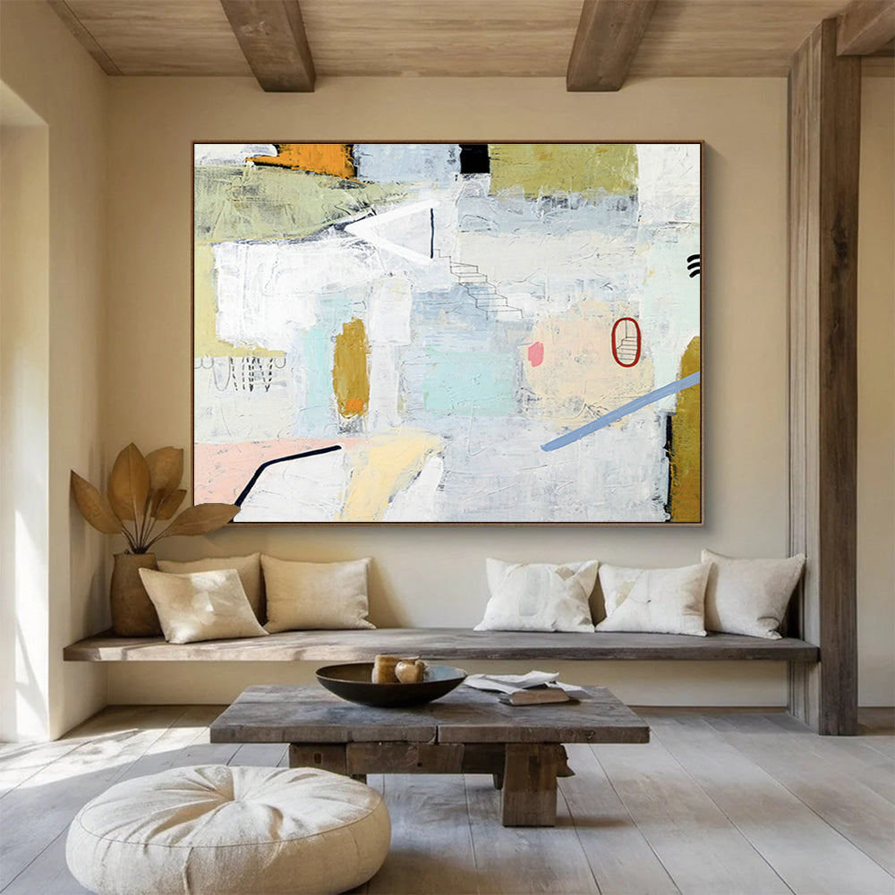 Custom-Made Giant Abstract Hand Painting for River Tidal Energy Generation Facility DLZ2938