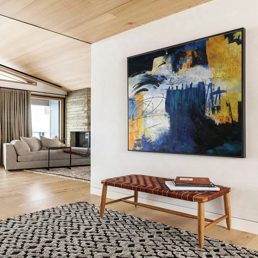 Oversized Handmade Abstract Wall Art, Tropical Color Palette for Outdoor Spaces DLZ3234