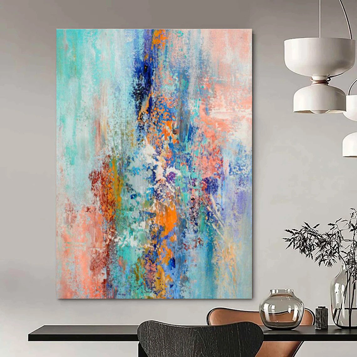 Gigantic Custom Hand-Painted Abstract Canvas for Flower Arrangement Workshops  DLZ0012