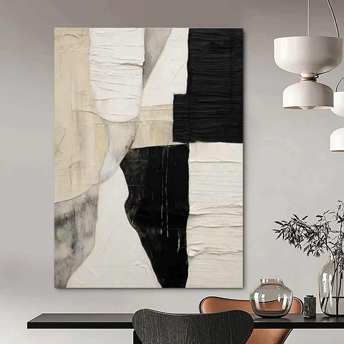 Grandiose Custom Hand-Painted Abstract Canvas - Elegant Touch for Tea Ceremonies Venues  DLZ0250