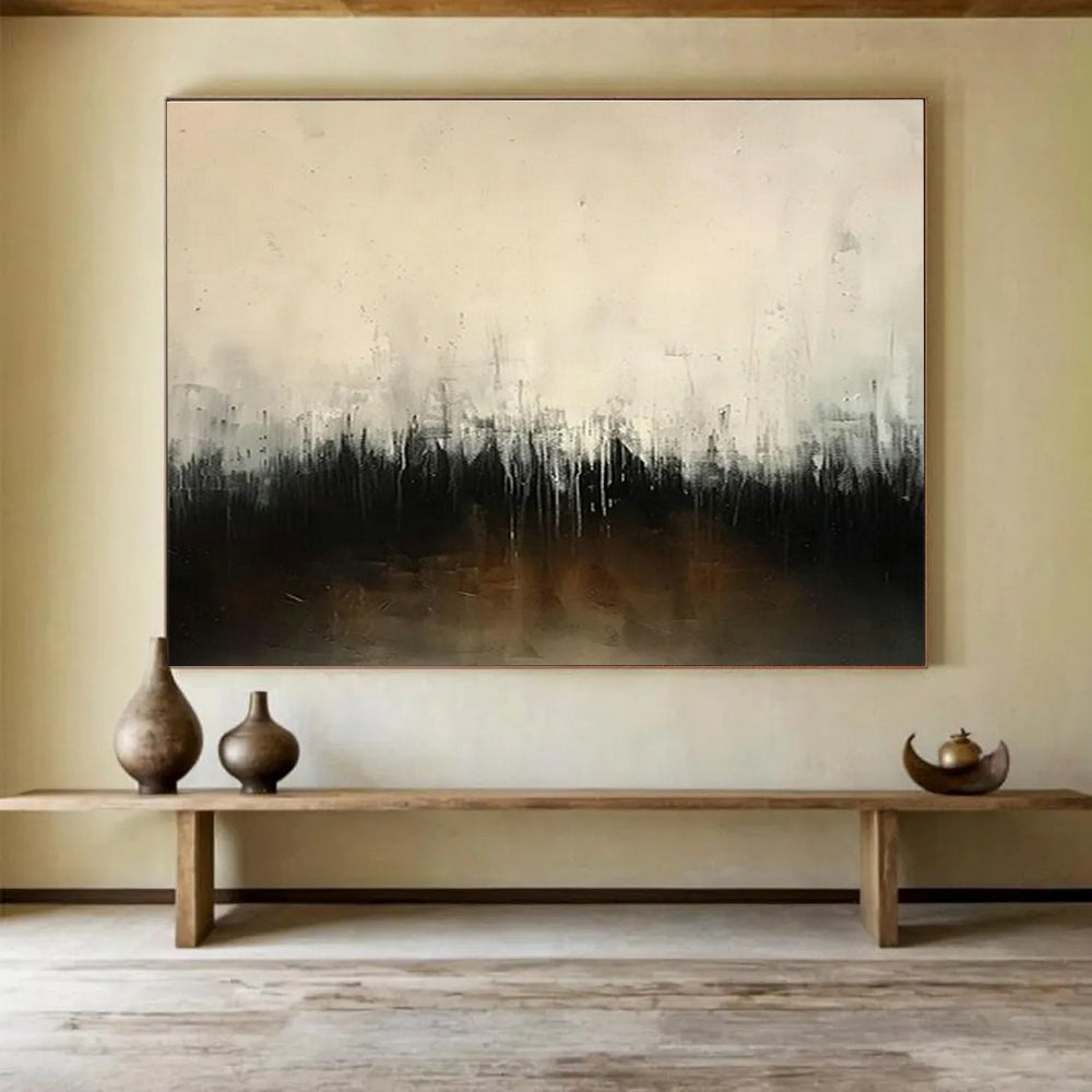 Light & Shadow Custom Hand-Painted Abstract Landscape for Dining Areas