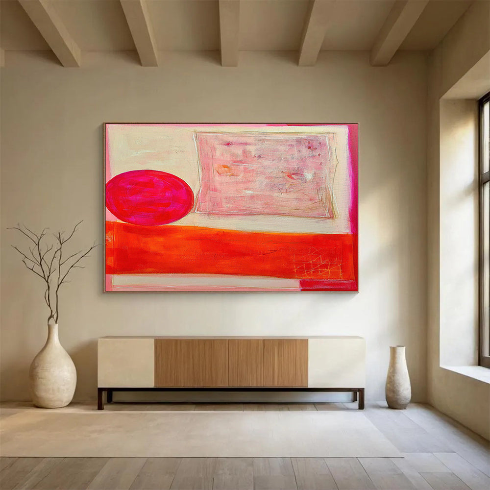 Custom-Made Oversized Abstract Hand Painting for Conference Room