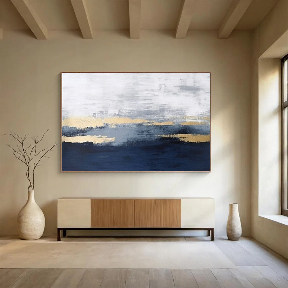 Customized Large Abstract Hand Painting for Subterranean Geothermal Power Plant Waste Heat Utilization Facility DLZ3170