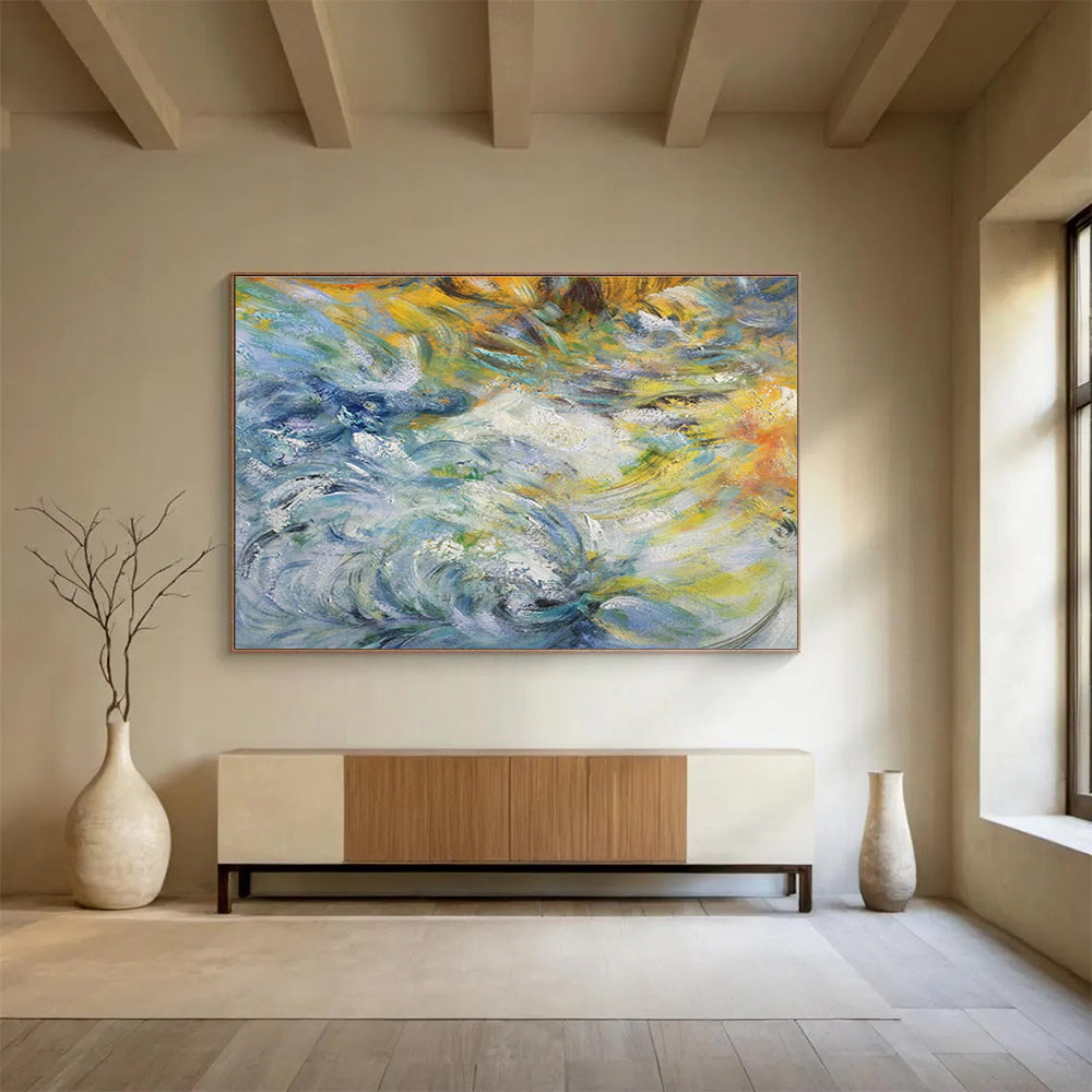 Custom-Made Giant Abstract Hand Painting for Villa Foyer DLZ2675