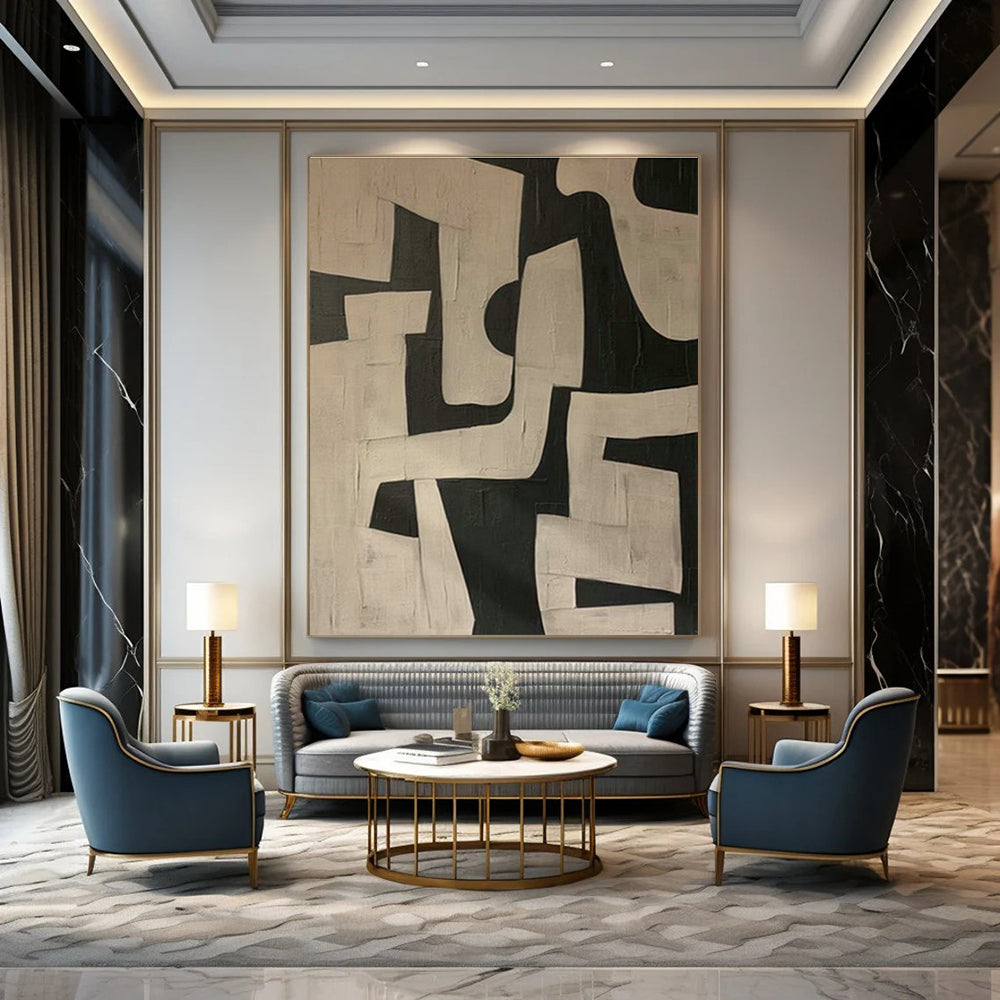 Monumental Large Custom Hand-Painted Abstract Art - Impressive Centerpiece for Government Buildings’ Lobbies  DLZ0182