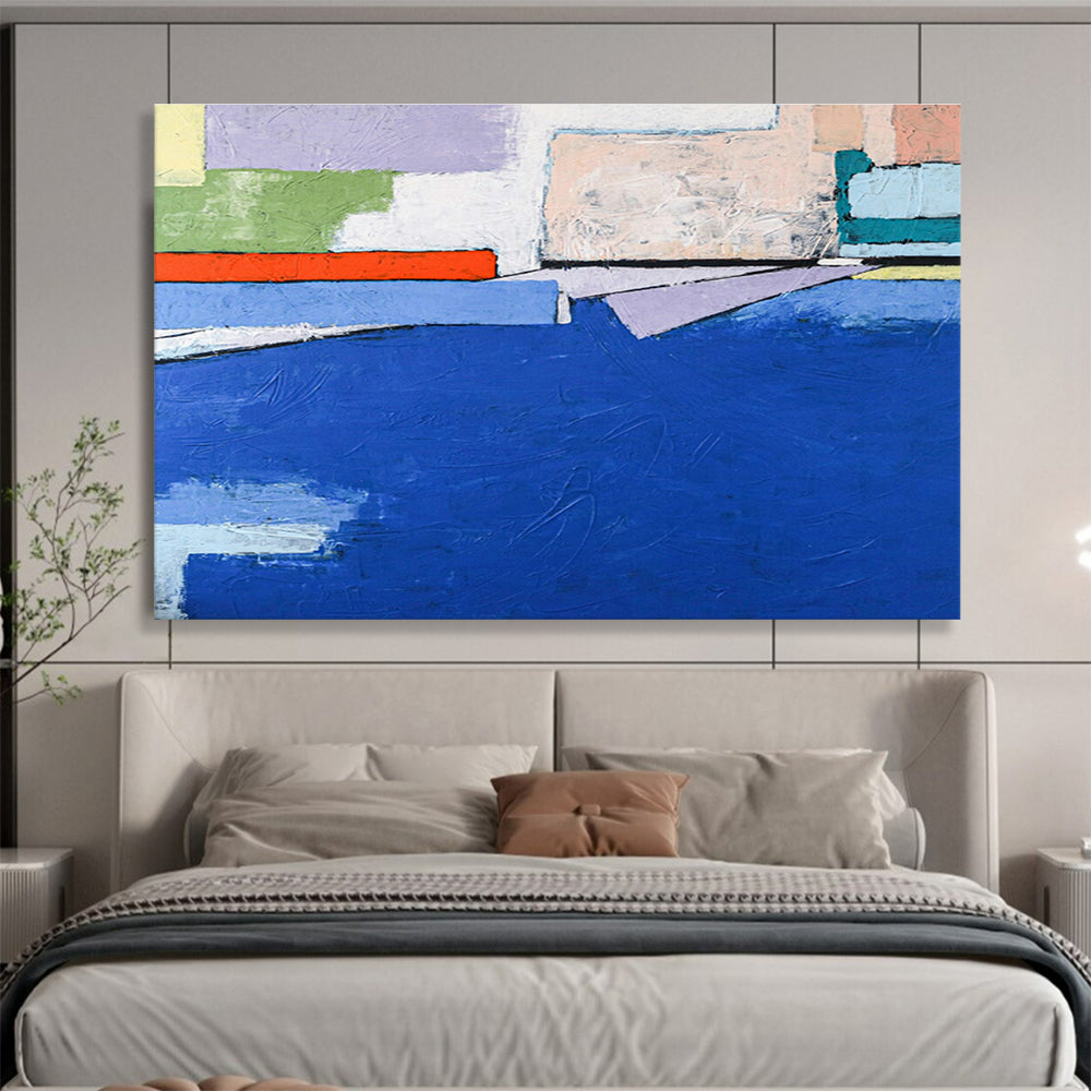 Custom-Made Giant Abstract Hand Painting for Subterranean Aquaponics Farm Control Room DLZ2959
