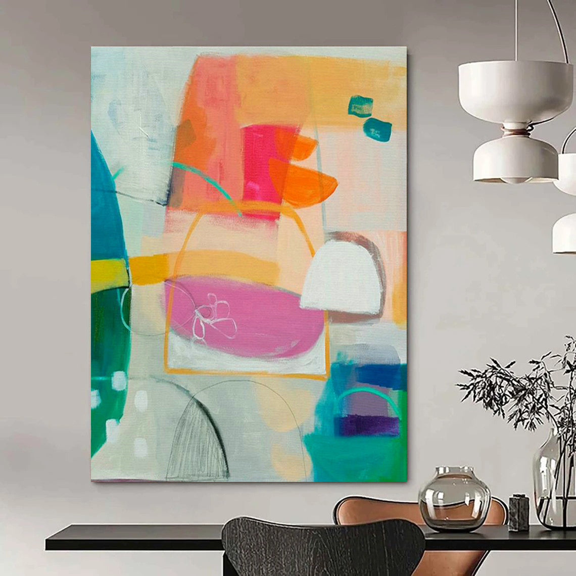 Extra Wide Custom Handmade Abstract Wall Art for Urban Gardening Co - ops  DLZ0095