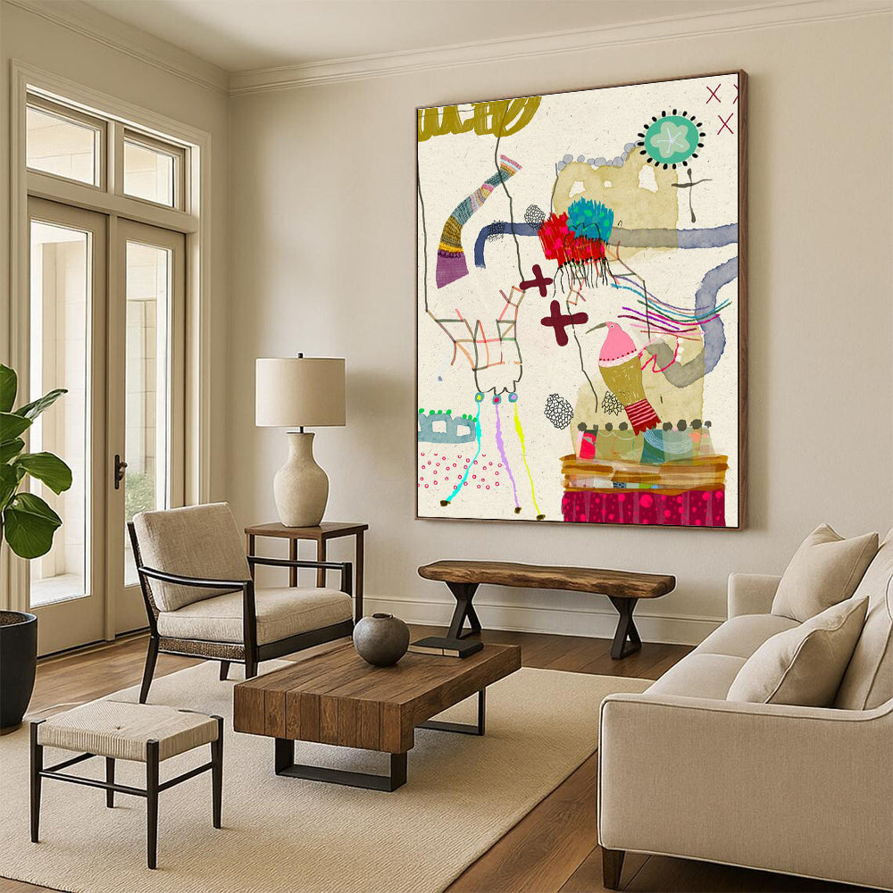 Monumental Custom Hand-Painted Abstract Canvas - Striking Focal Point for Convention Centers  DLZ0161