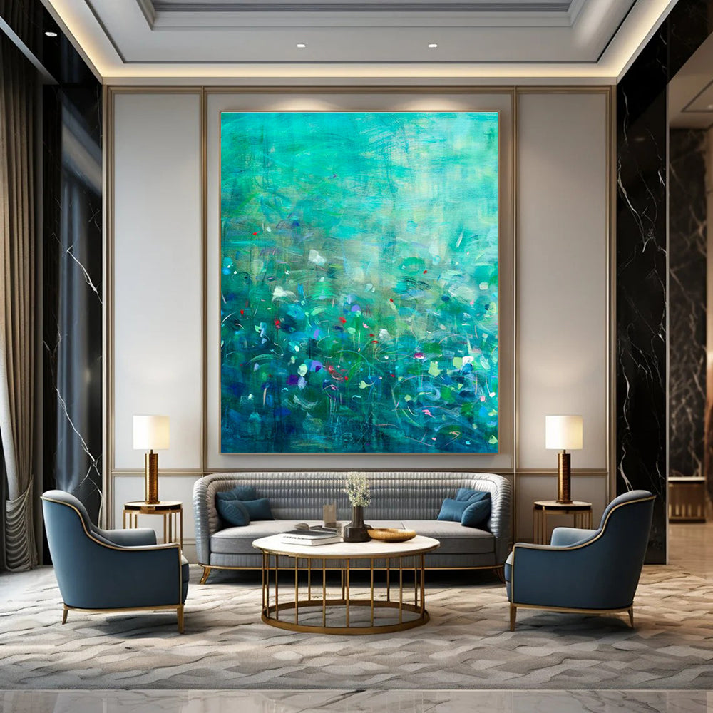 Vast Custom Hand-Painted Abstract Artwork - Welcoming Ambiance for Hotel Suites  DLZ0158