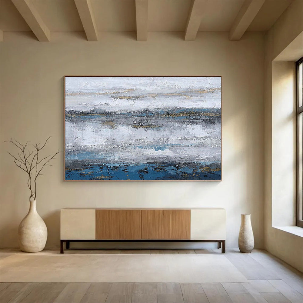 Oversized Custom Abstract Hand Painting for Offshore Wind Farm Operations and Maintenance Base DLZ2993