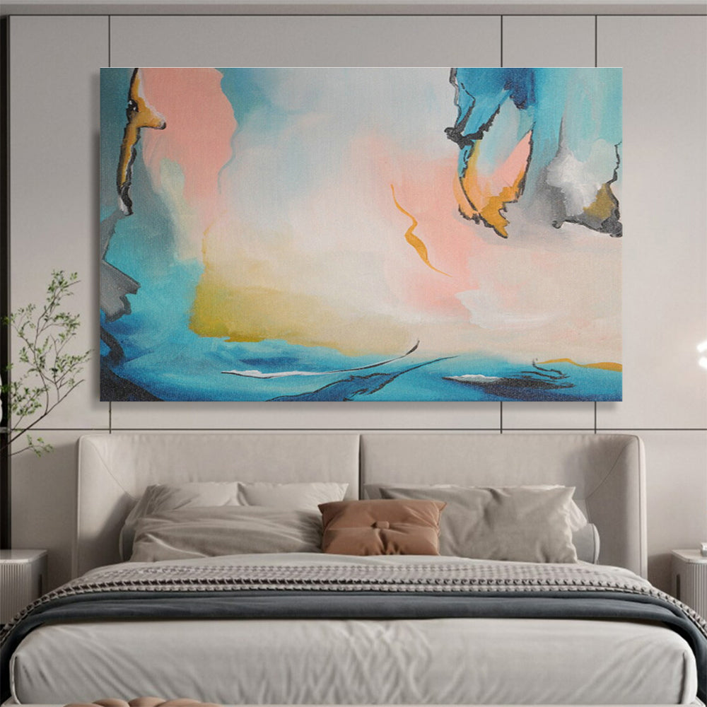 Optical Illusion Custom Hand-Painted Geometric Abstract Art for Entryways and Focal Points