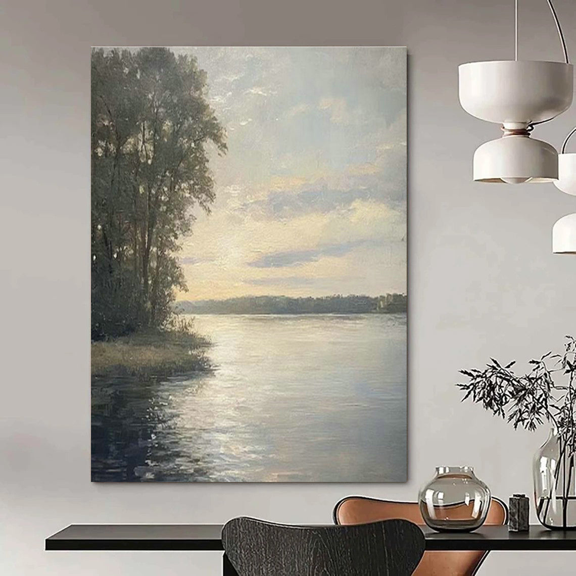 Grandiose Custom Hand-Painted Abstract Painting - Timeless Elegance for High-End Event Planning Studios  DLZ0237