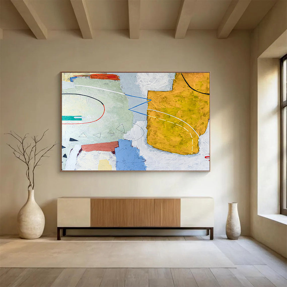 Oversized Custom Hand-Painted Abstract Art for Underwater Tunnel Construction Site Office DLZ2943
