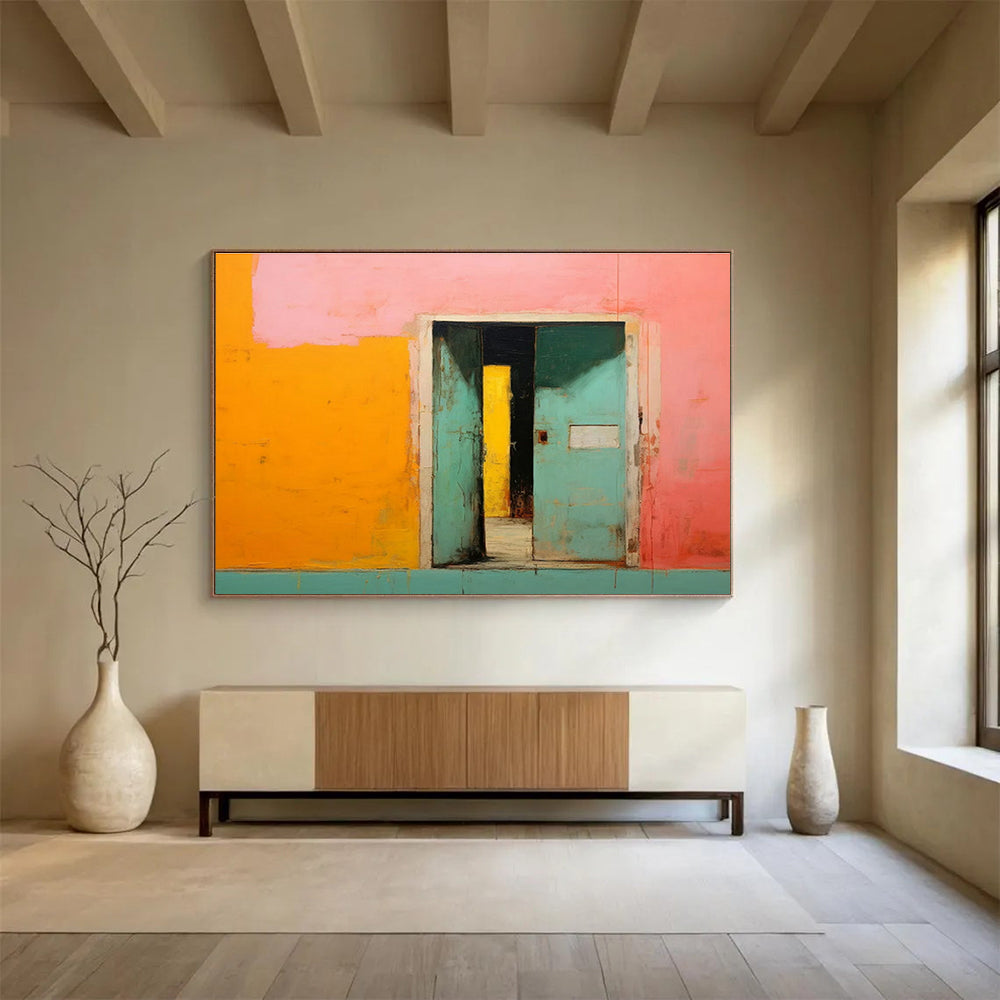 Custom Giant Abstract Hand Painting for Vertical Urban Aquarium Breeding Facility DLZ3025