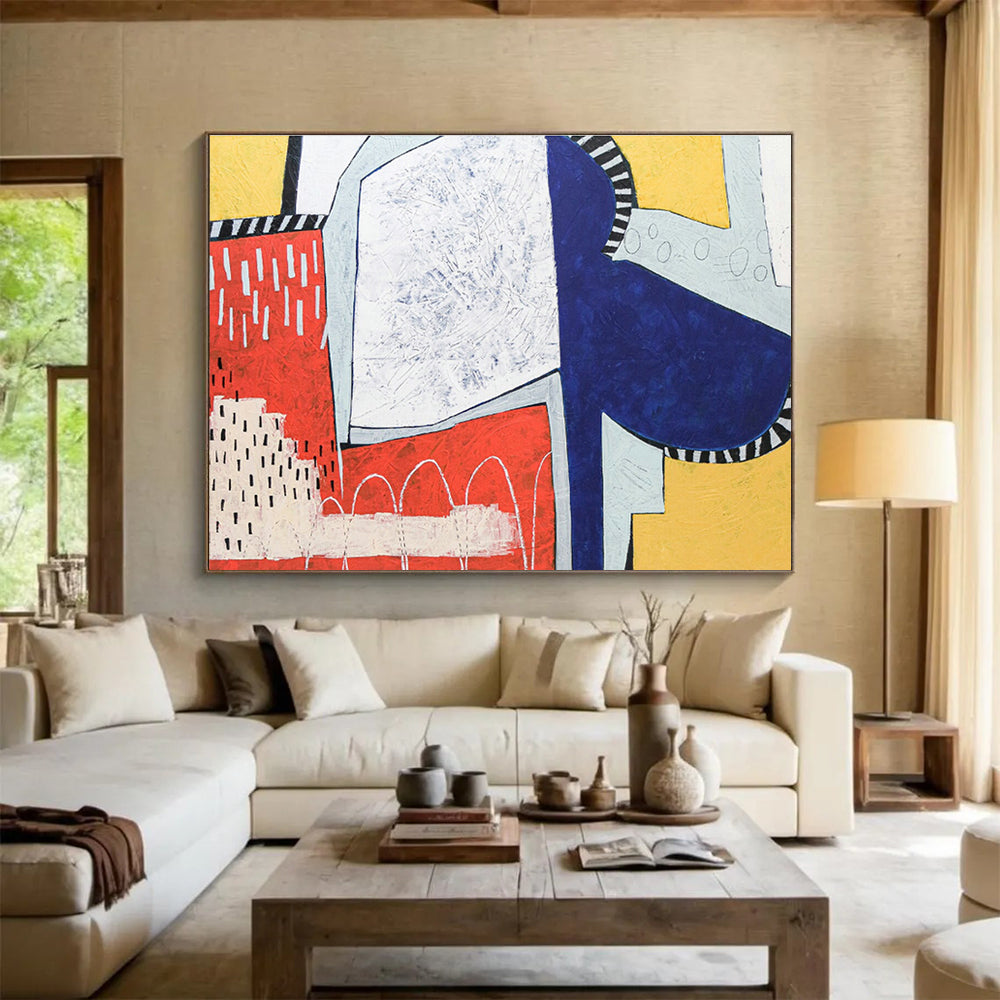 Large Custom Abstract Hand-Painted Art for Tropical Rainforest Treehouse Classroom DLZ2928