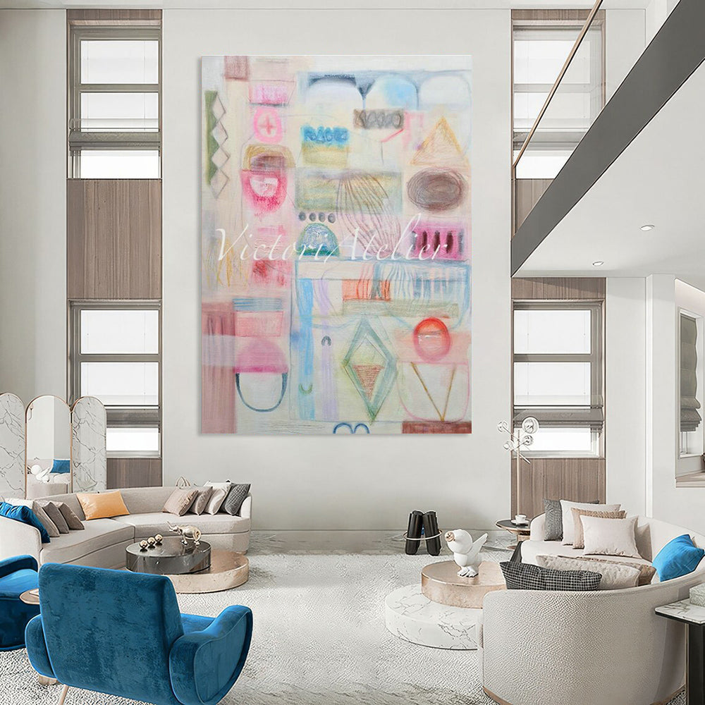 Oversized Custom Hand-Painted Abstract Wall Art for Urban Foraging Workshops  DLZ0091