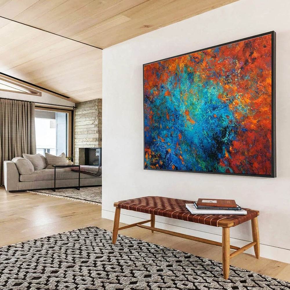 Large-Size Custom Hand-Painted Abstract Painting for Urban Vertical Farming Crop Nutrition Optimization Lab DLZ3107