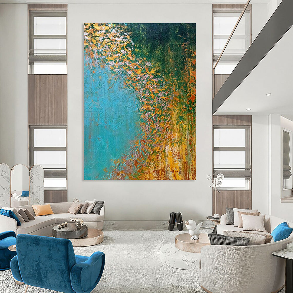Oversized Custom Hand-Painted Abstract Canvas for Aerial Yoga Studios  DLZ0067