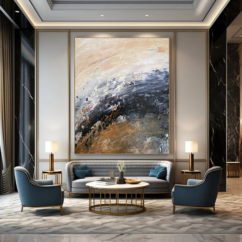 Extra Wide Custom Hand-Painted Abstract Painting for Train Station Waiting Halls  DLZ0008