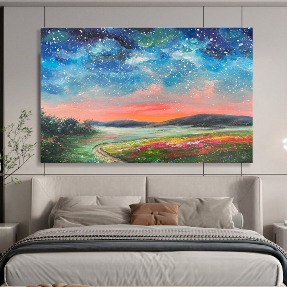 Customizable Solar Panel Farm Abstract Hand Painting