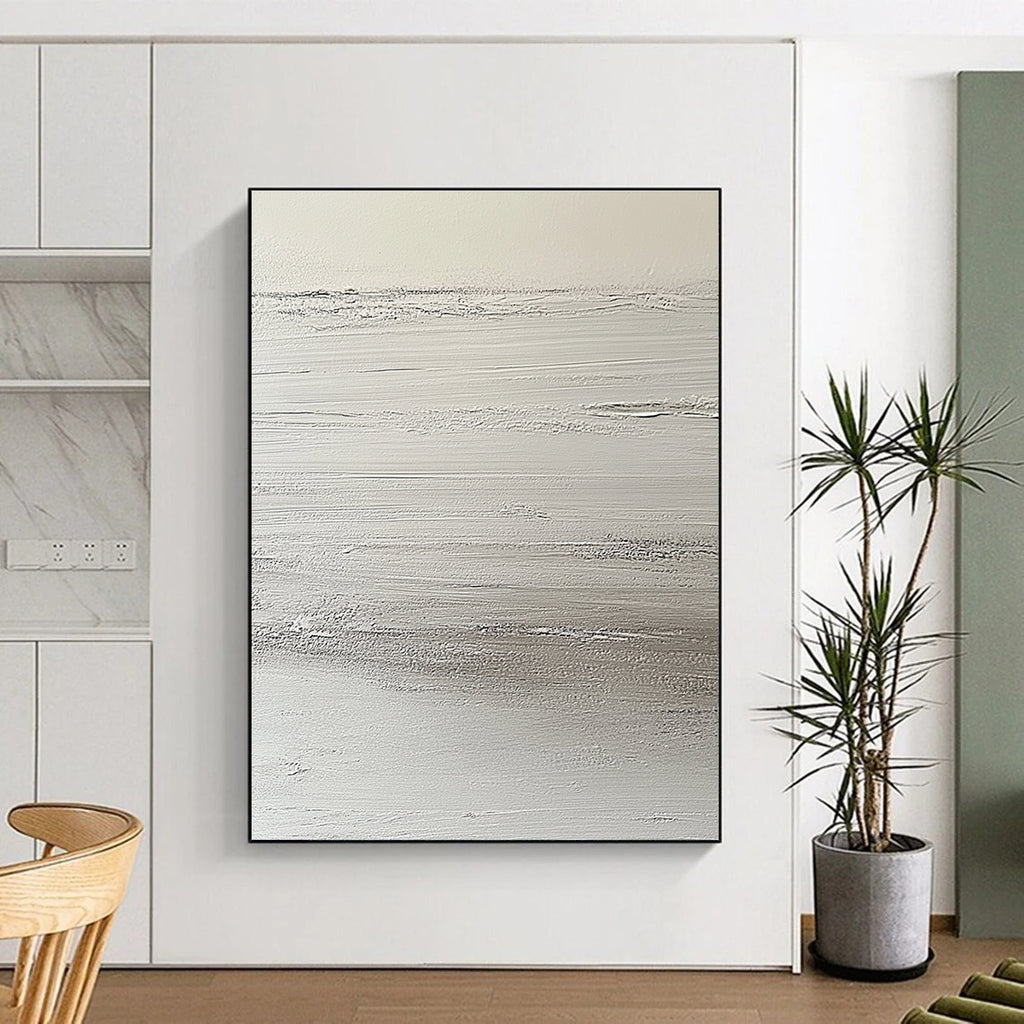 White Textured Abstract Painting with Delicate Patterns GER129