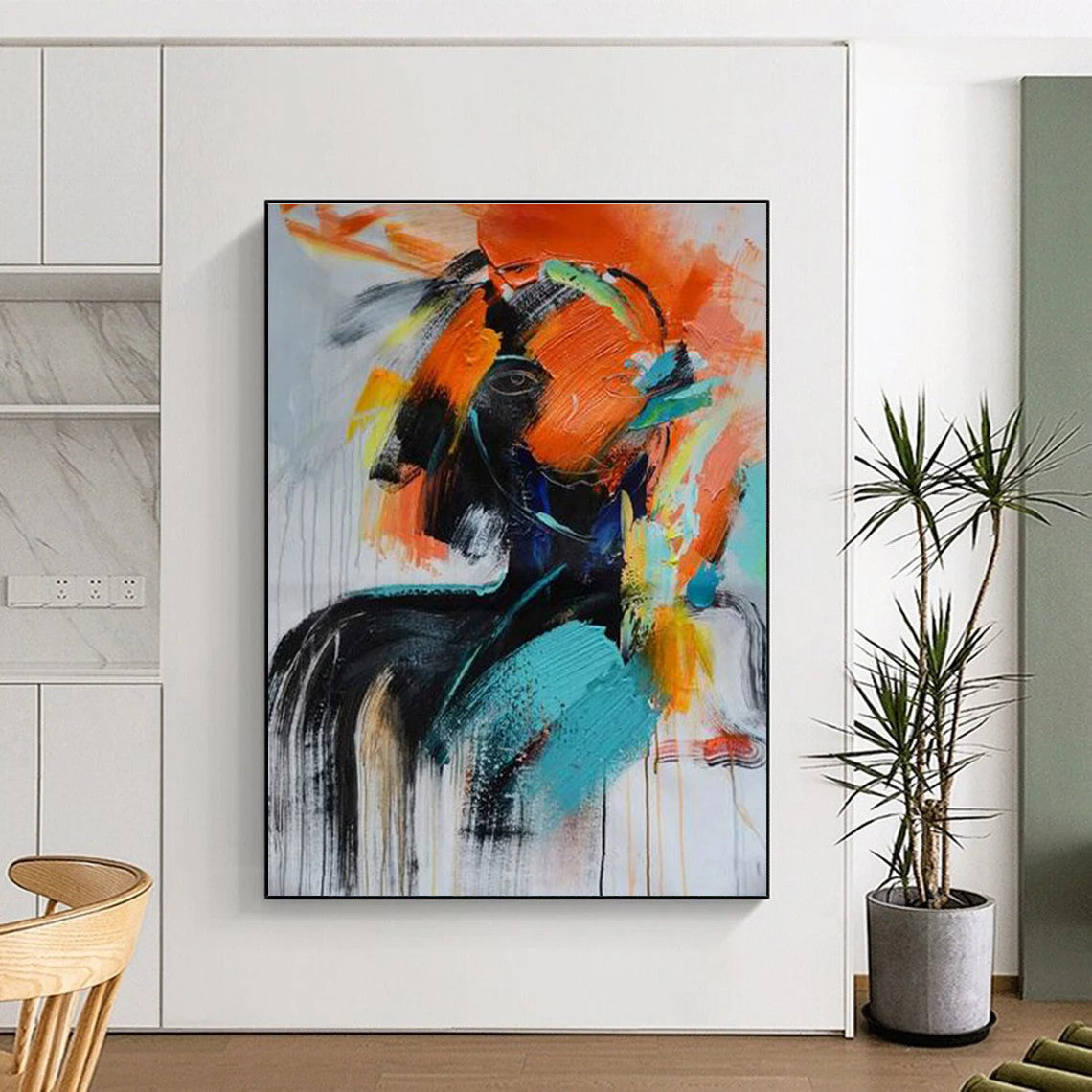 Colorful Abstract Portrait Painting with Expressive Brushstrokes ADGE410
