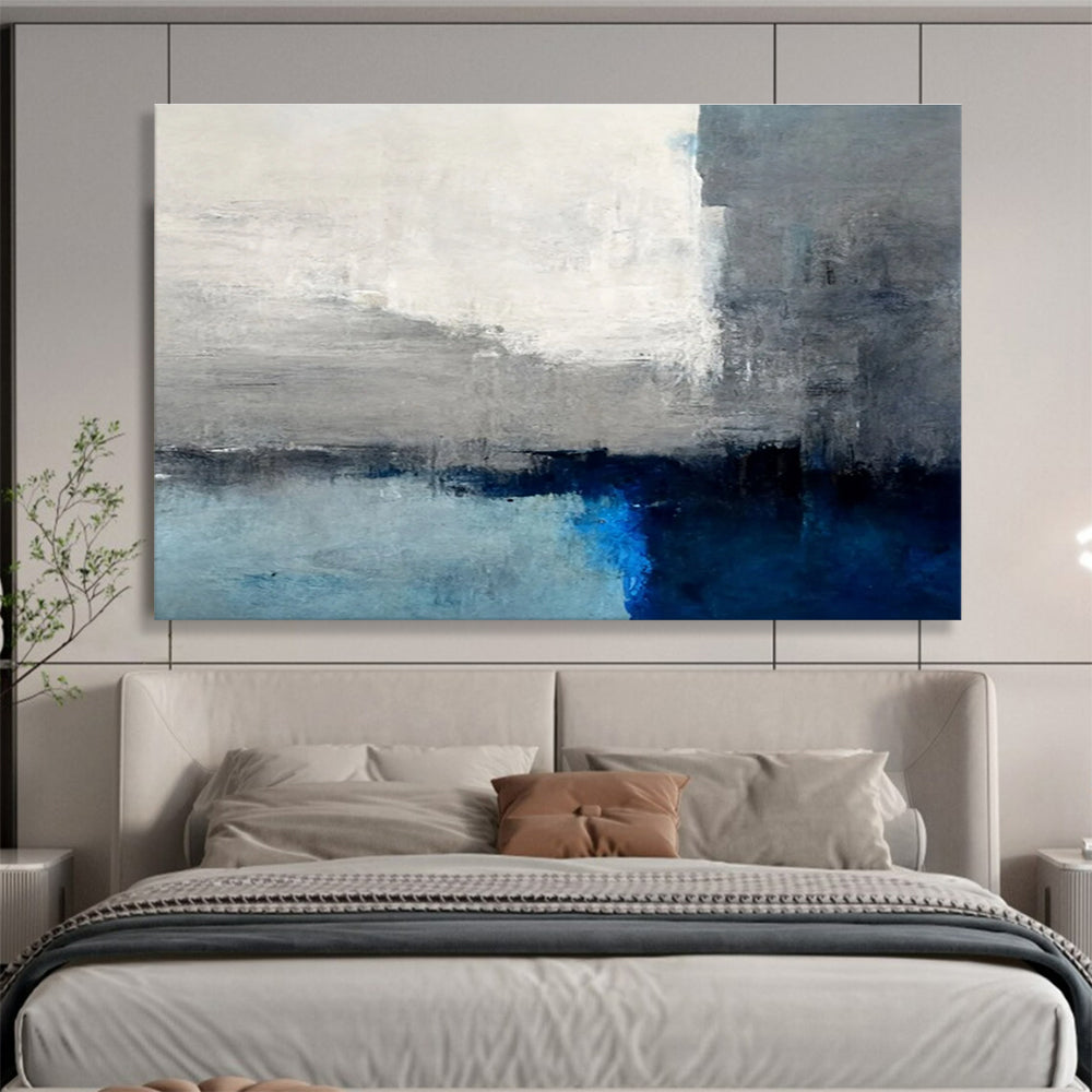 Grey White Blue Abstract Painting THY073