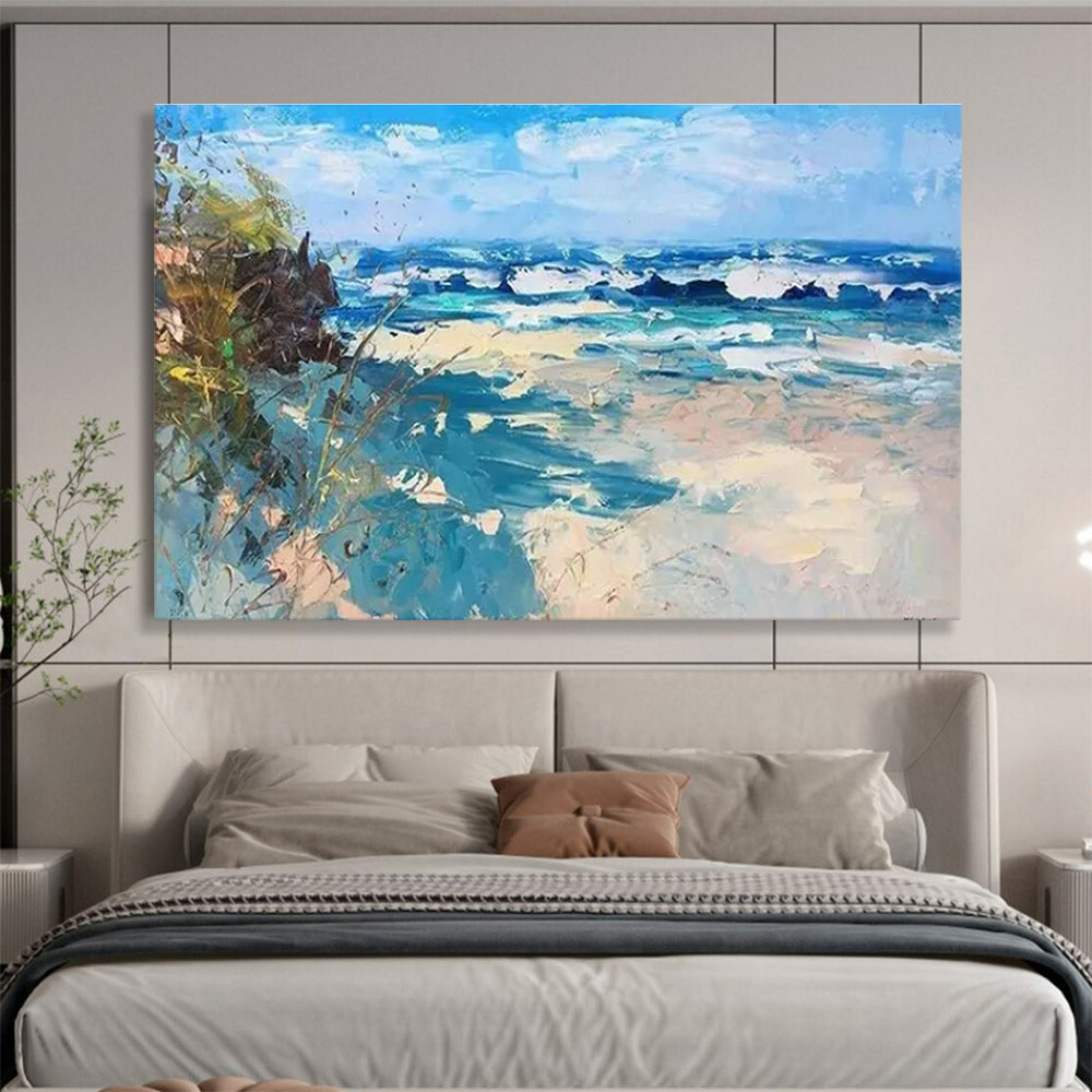 Beach with Waves Abstract Painting THY438