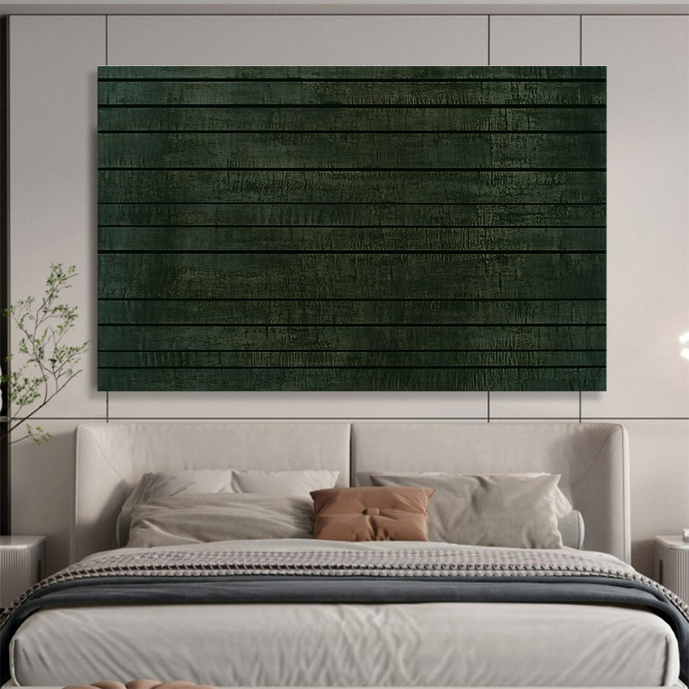 Large abstract painting featuring a textured dark green wall with horizontal stripes, evoking ancient Chinese architectural elegance.SC458