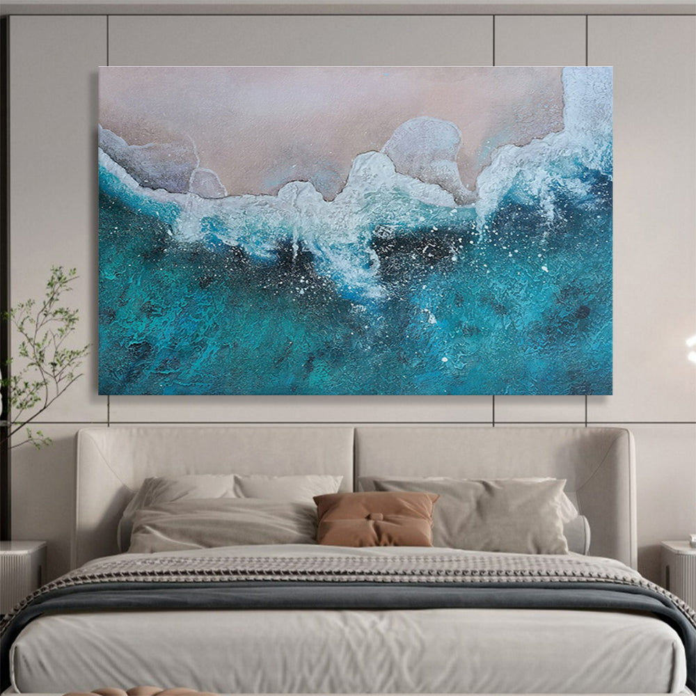 Turquoise Sea Wave Abstract Painting THY039