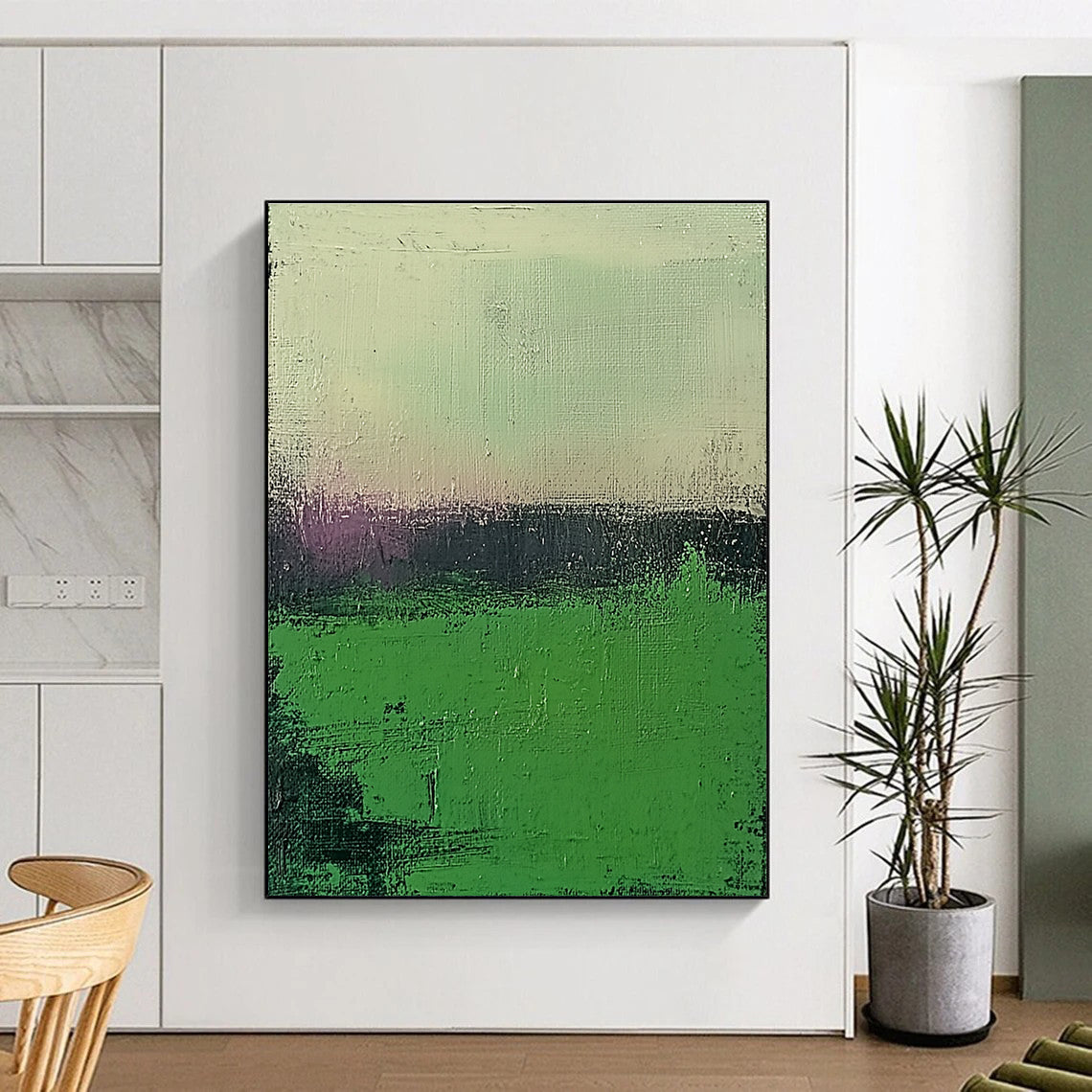 Green Gradient Abstract Painting with Subtle Color Shifts GER109