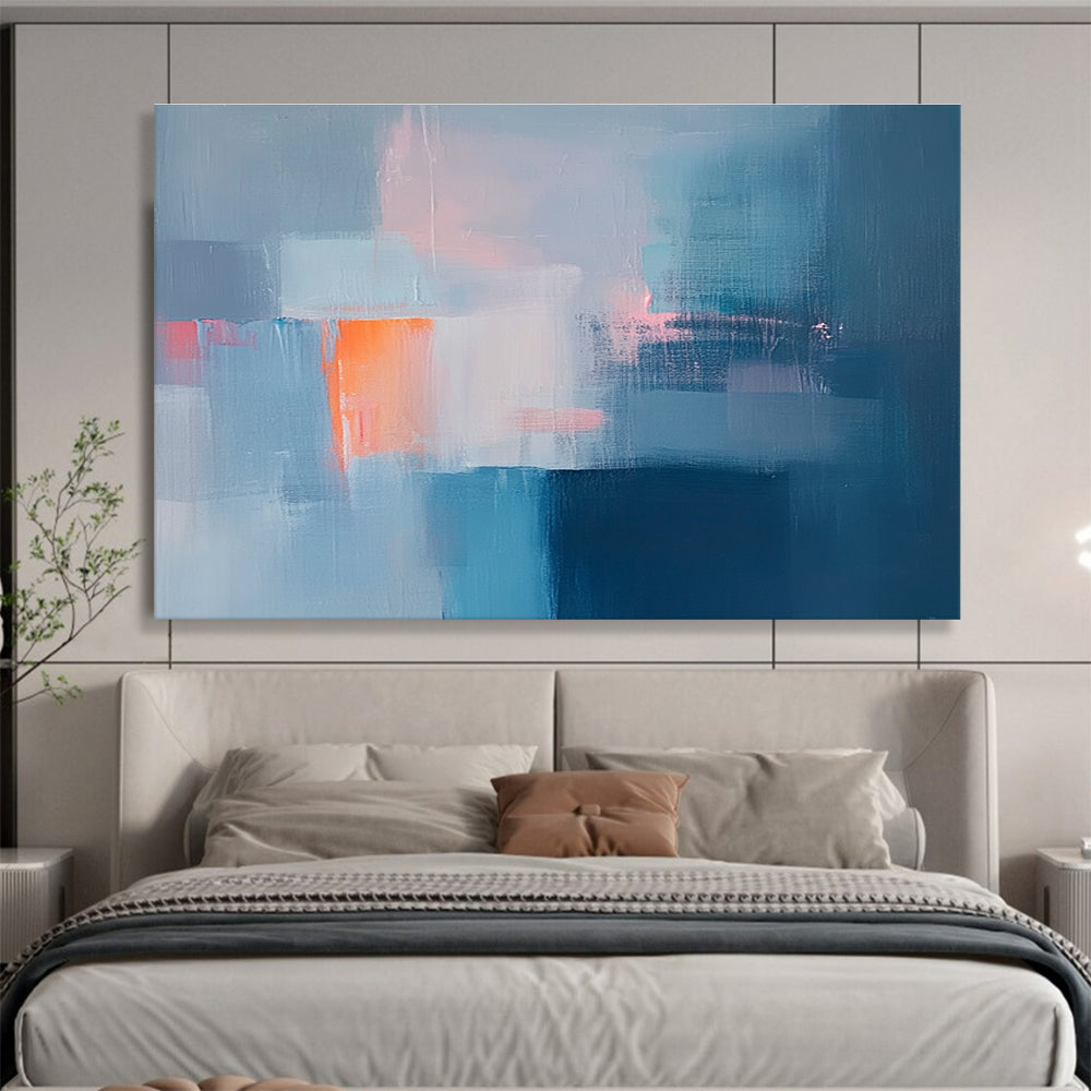 Blue and Orange Abstract Blocks Painting DYP477