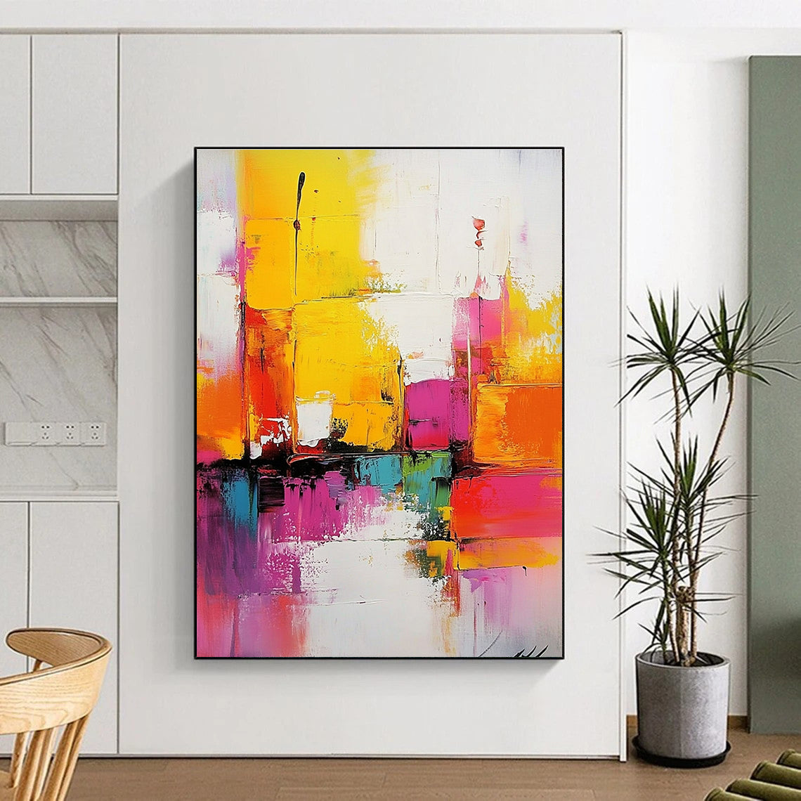 Colorful Block Abstract Painting with Vibrant Geometric Shapes GER656