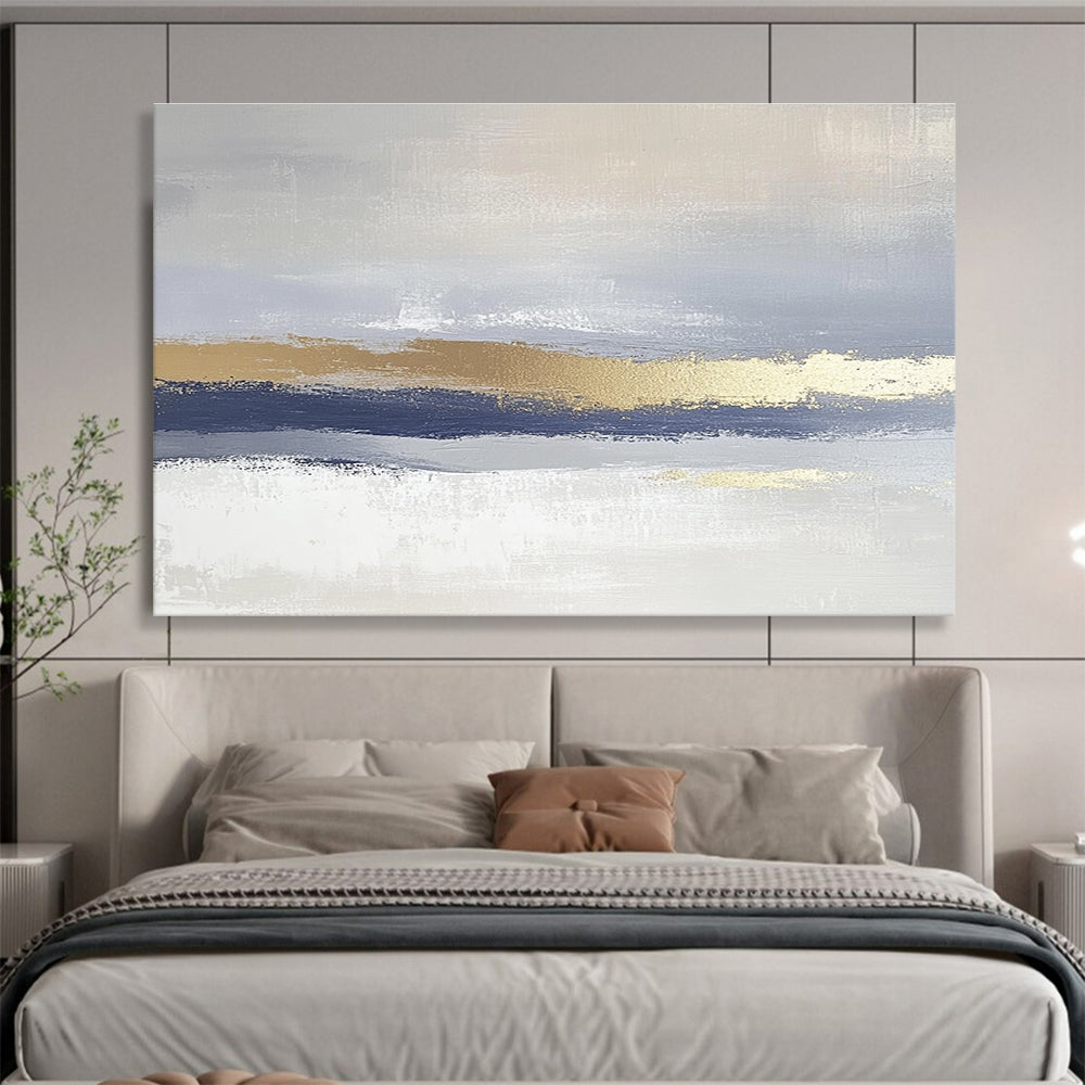 Grey and Gold Layered Abstract Painting with Subtle Textures DYP170