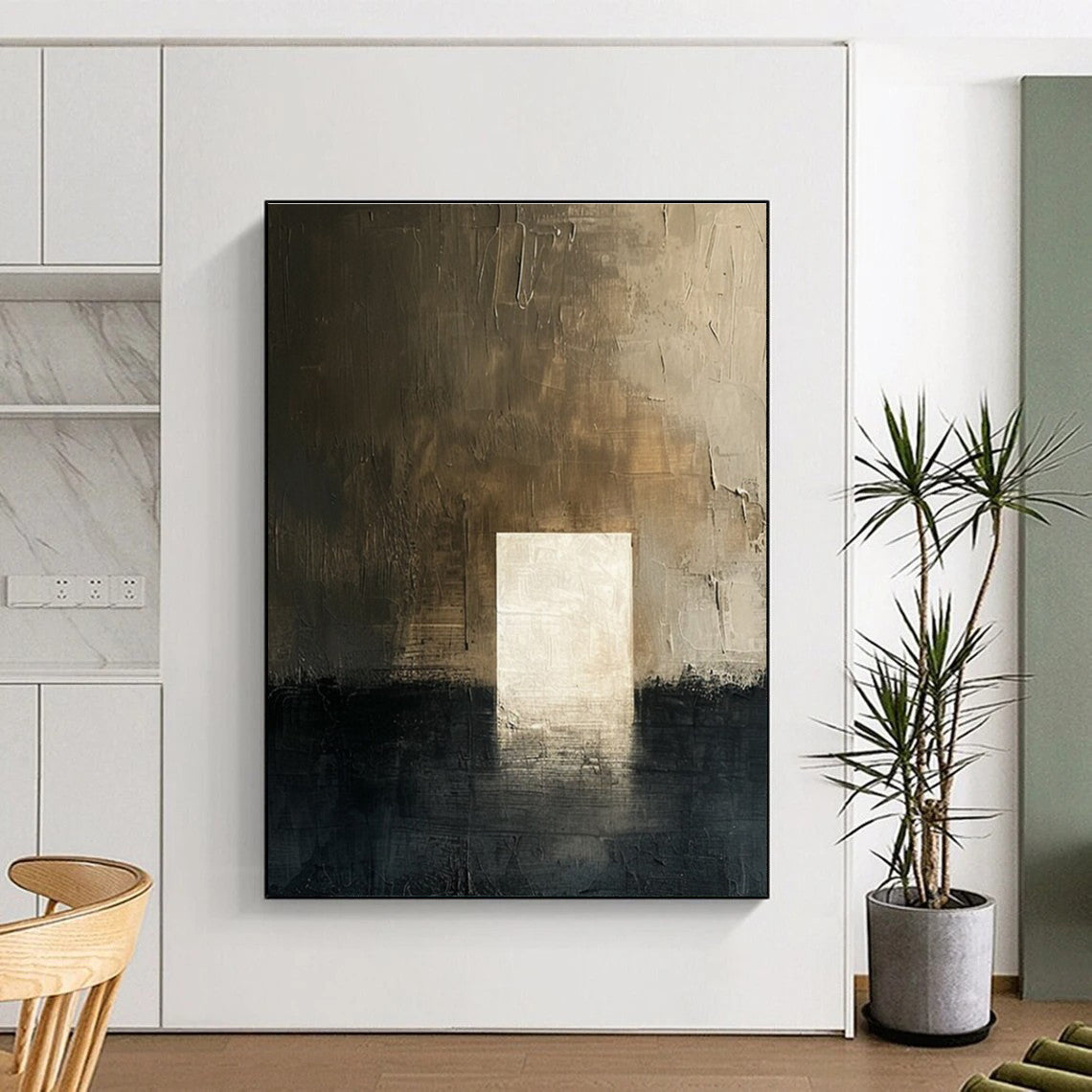 Brown Grey White Abstract Painting ADGE008