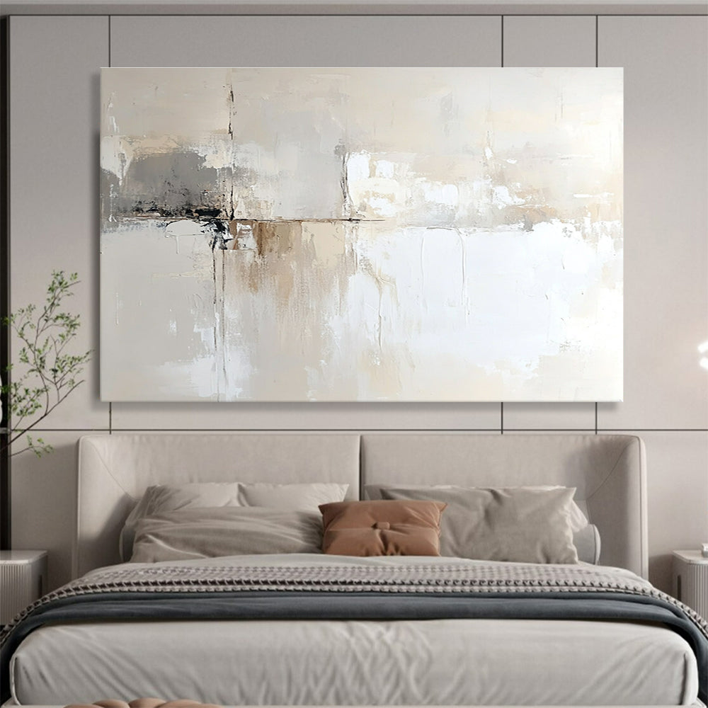 Beige and Gray Abstract Painting with Subtle Textures DYP450